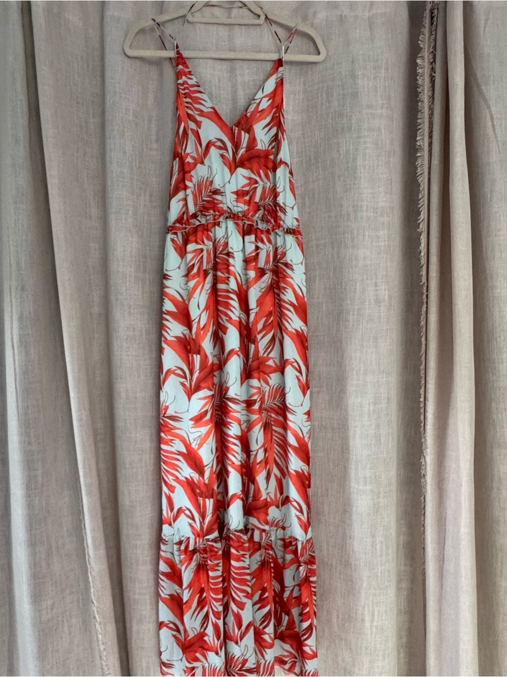 H&M orange and blue tropical floral maxi dress NWT size 12